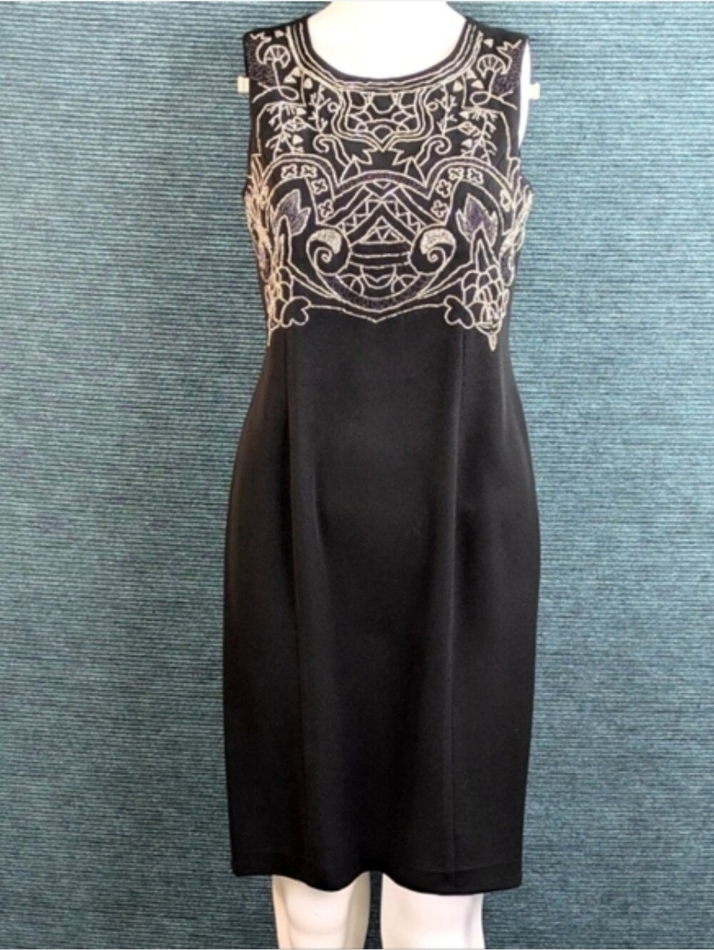Vintage 90s Carole Little Petites Beaded Little Black Dress